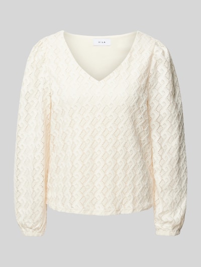 Vila Blusenshirt mit V-Ausschnitt Beige 2