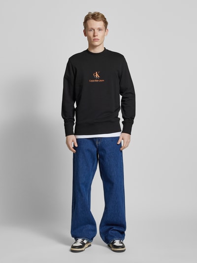 Calvin Klein Jeans Sweatshirt aus reiner Baumwolle  mit Stehkragen Black 1