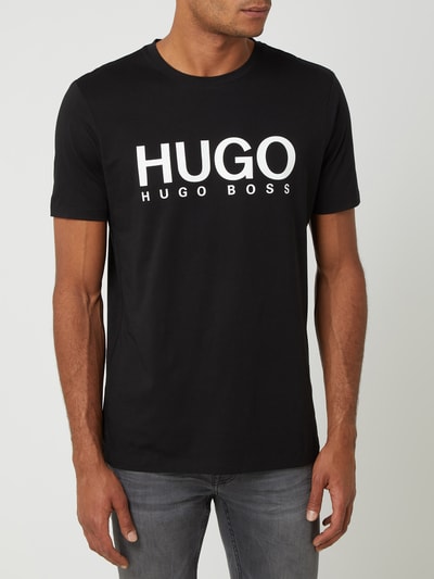 HUGO T-shirt z nadrukiem z logo model 'Dolive’ Czarny 4