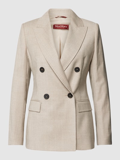 Max Mara Studio Blazer aus Schurwolle-Mix mit Pattentaschen Modell 'MAPPA' Beige 2