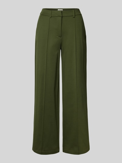 ICHI Wide leg stoffen broek met vaste persplooien, model 'KATE' Kaki - 2
