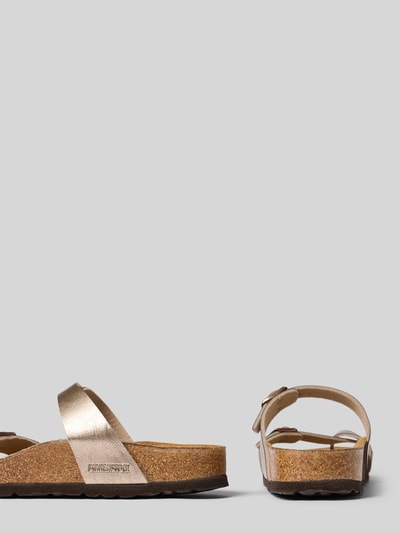Produktfoto, Slipper in Leder-Optik Modell 'Mayari' von Birkenstock, afgeronde pasvorm, logodetail, open hiel, hakhoogte maat 40: 3 cm, dames instappers