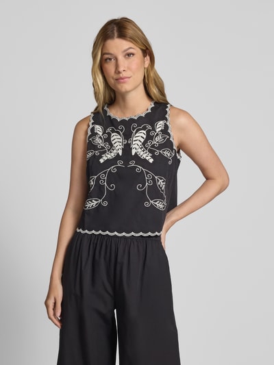 Jake*s Collection Regular Fit Blusentop mit Motiv-Stitching Black 4