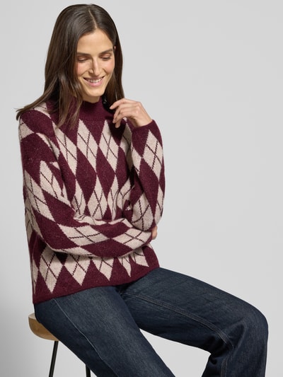 B.Young Oversized gebreide pullover met ribboorden, model 'Nafta' Bordeaux - 3