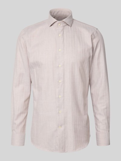 Profuomo Slim fit zakelijk overhemd met kentkraag Zand - 2