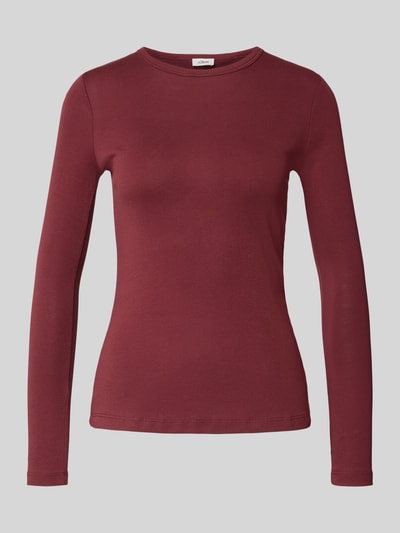 s.Oliver RED LABEL Bluzka z długim rękawem o kroju slim z czystej bawełny Bordowy 2