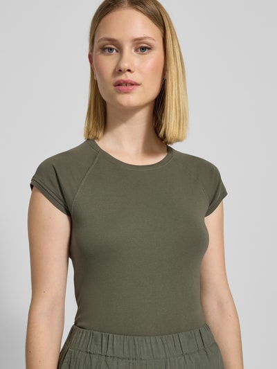 JAKE*S STUDIO WOMAN T-Shirt mit geripptem Rundhalsausschnitt Khaki 3