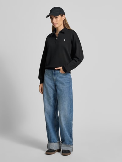 Polo Ralph Lauren Sweatshirt mit Polokragen und Label-Stitching Black 1