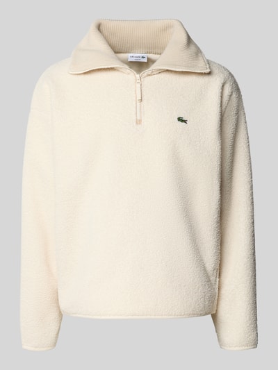 Lacoste Relaxed fit sweatshirt met schipperskraag van warme fleece Offwhite - 2
