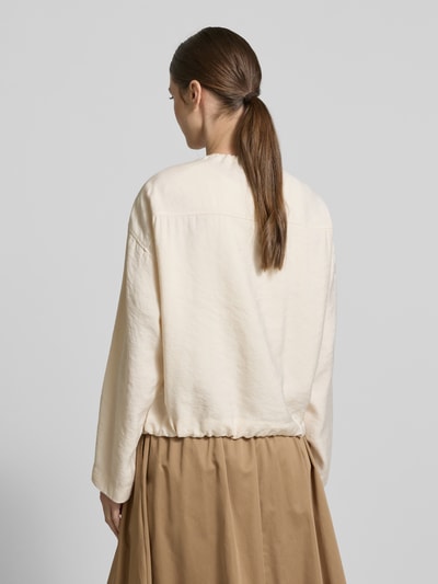 Milano Italy Blouson met extra brede schouders en klepzakken Zand - 5