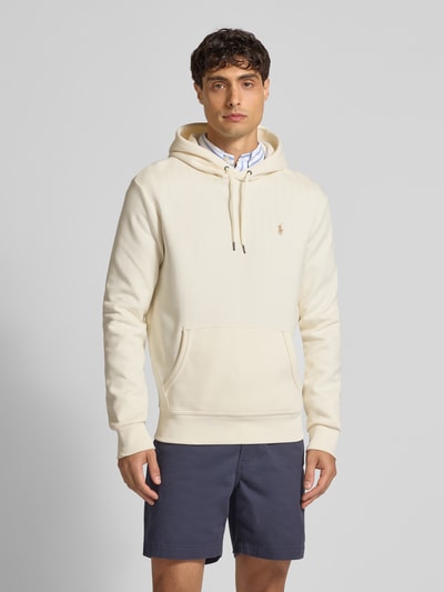 Polo Ralph Lauren Hoodie met labelstitching en kangoeroezak Offwhite - 4