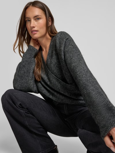 MSCH Copenhagen Gebreide pullover in wikkellook, model 'Zinelle Hope' Antraciet - 3