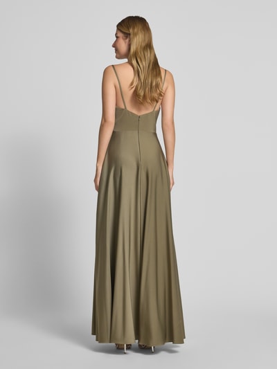 Laona Abendkleid mit V-Ausschnitt und Raffungen Oliv 5