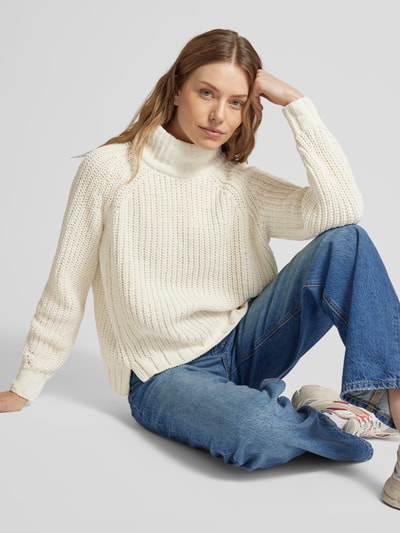 monari Gebreide pullover met opstaande kraag, model 'Chenille' Offwhite - 3