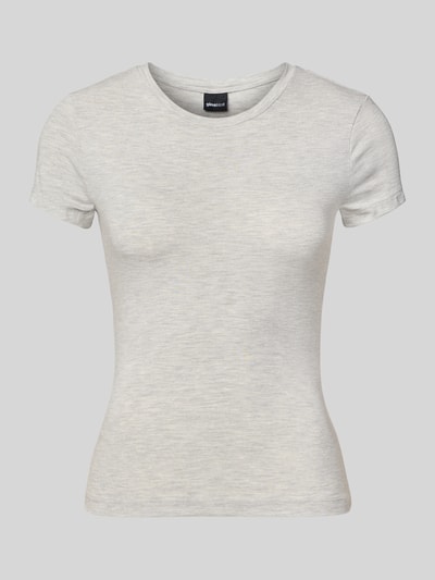 Gina Tricot T-Shirt aus Viskose-Elasthan-Mix mit Rundhalsausschnitt Mittelgrau Melange 2
