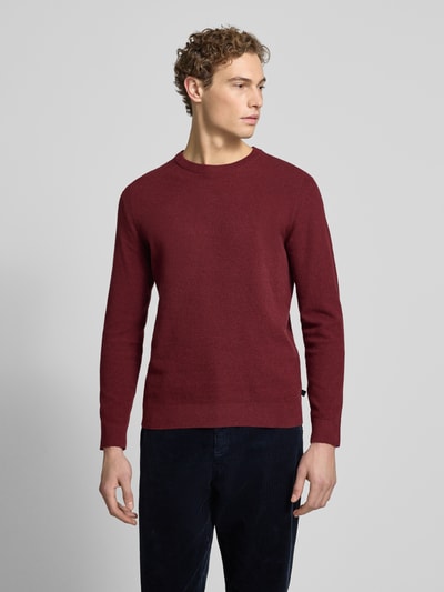 Tom Tailor Regular Fit Strickpullover aus reiner Baumwolle Bordeaux 4