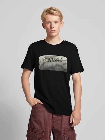 G-Star Raw T-shirt met geribde ronde hals Zwart - 4