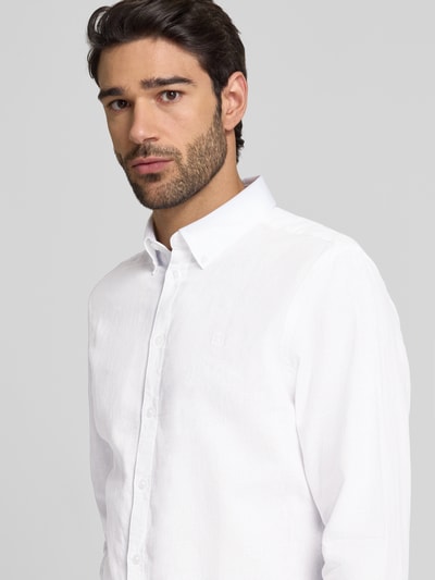 Casual Friday Regular Fit Leinenhemd mit Button-Down-Kragen Modell 'Anton' Weiss 3