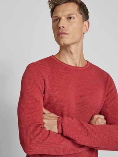 MCNEAL Regular Fit Strickpullover mit Strukturmuster Hellrot Melange 3