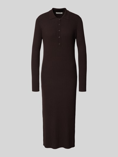 Christian Berg Woman Strickkleid mit Polokragen und Knopfleiste Schoko 1