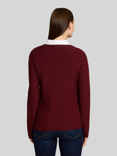 Tom Tailor Regular Fit Pullover mit gerippten Abschlüssen Bordeaux 5