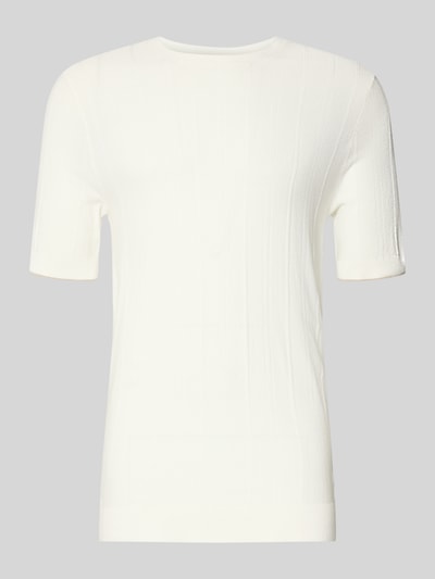 Produktfoto, Strickshirt mit Viskose-Anteil Modell 'Gion' von CINQUE, weiß, gerader Schnitt, Halbarm, Rundhalsausschnitt, feine Struktur
