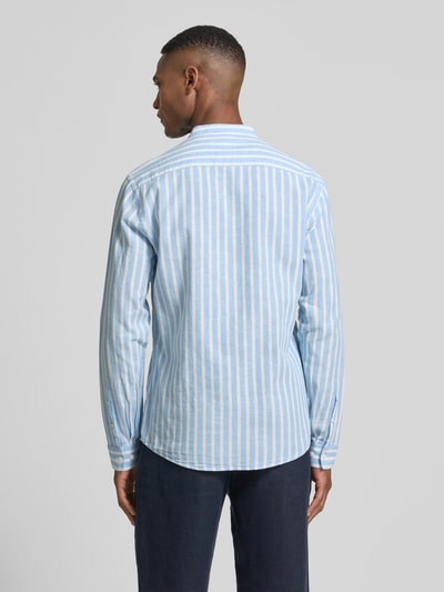 Lindbergh Koszula casulowa o kroju slim fit z mieszanki lnu i bawełny z kieszenią na piersi Niebieski 5