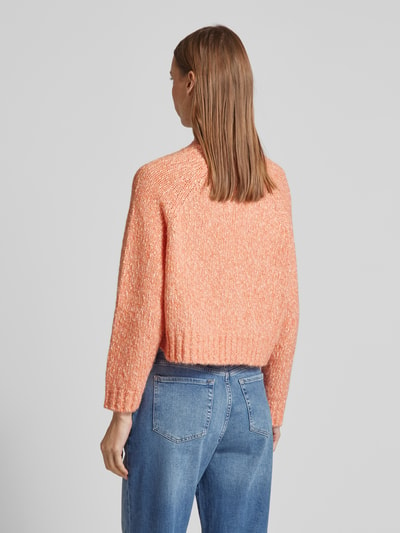 Weekend Max Mara Cropped Strickpullover mit V-Ausschnitt Modell 'ALOA' Orange Melange 5