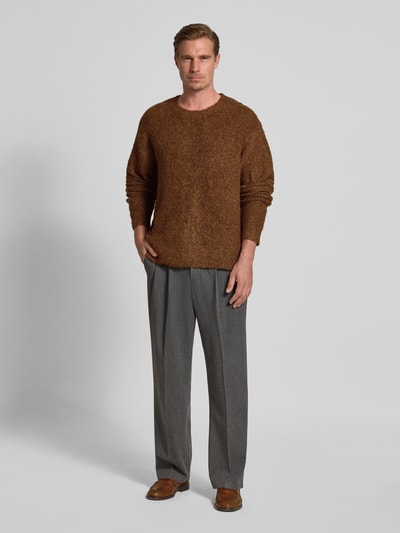 WOODBIRD Strickpullover mit Rundhalsausschnitt Modell 'Kurt' Dunkelbraun 1