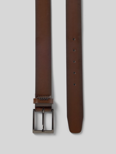 BOSS Ledergürtel mit Label-Applikation aus Metall Mittelbraun 3