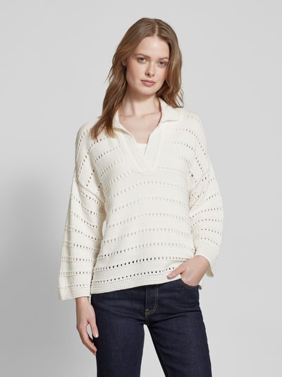 Smith and Soul Sweter z dzianiny z ażurowym wzorem Złamany biały 4