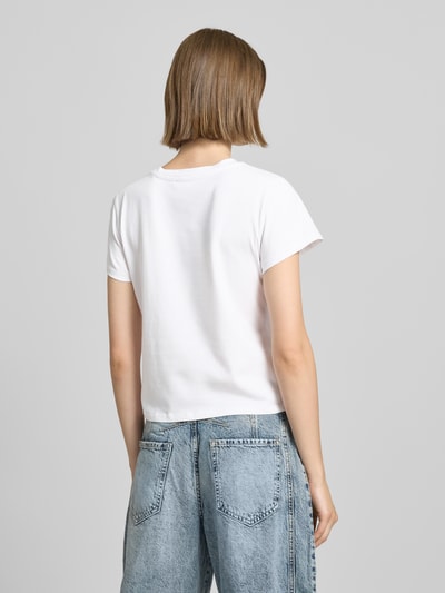 Review T-Shirt mit Label-Stitching und Rundhalsausschnitt Weiss 5