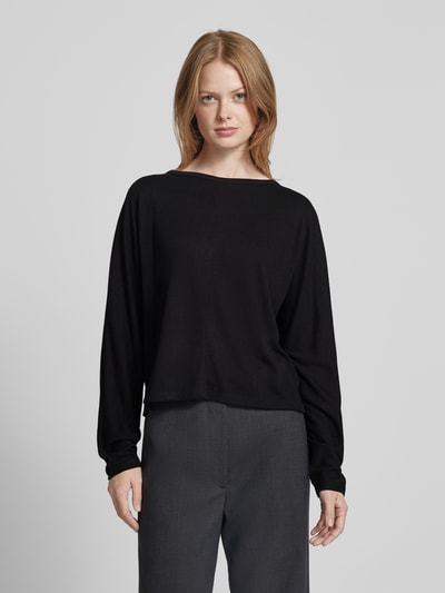 OPUS Longsleeve mit geripptem Rundhalsausschnitt Modell 'Simpla' Black 4