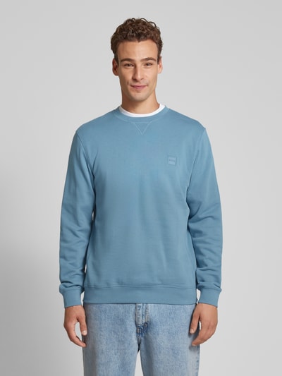 BOSS Orange Sweatshirt mit Label-Patch Modell 'Westart' Rauchblau 4