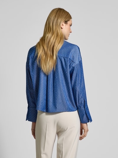 ICHI Relaxed fit blouse met extra brede schouders, model 'PIPER' Rookblauw - 5