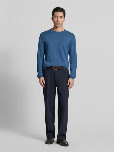 Casual Friday Strickpullover mit gerippten Abschlüssen Modell 'BELLS' Rauchblau Melange 1