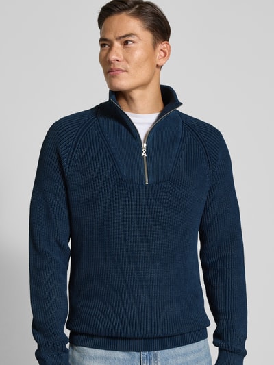 Armedangels Regular Fit Troyer aus reiner Baumwolle Modell 'KAALVES' Dunkelblau 3