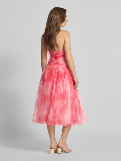 LACE & BEADS Knielange cocktailjurk met V-hals Felroze - 5