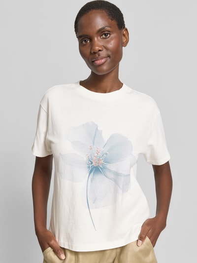Jake*s Casual T-Shirt mit Motiv-Print und Rundhalsausschnitt Offwhite 3