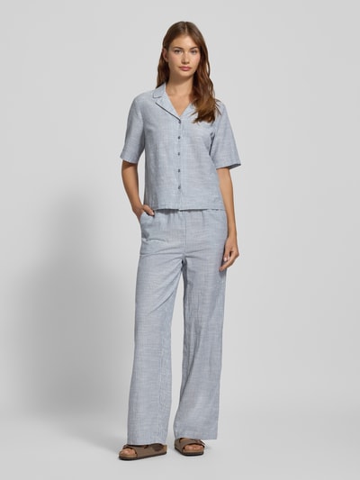 Pieces Wide leg broek van een mix van katoen en linnen, model 'APIA' Bleu - 1