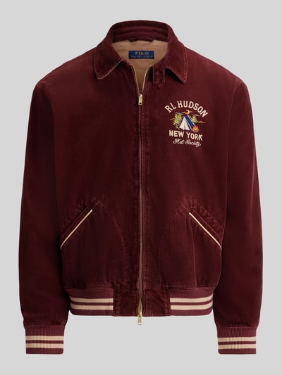 Produktfoto, Regular Fit Blouson aus Baumwoll-Cord von Polo Ralph Lauren, kolor bordowy, jednolity, z naszywką, bawełniany sztruks, kieszenie z lamówką