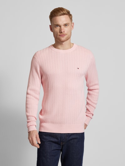 Tommy Hilfiger Slim Fit Strickpullover mit Fischgrät-Struktur Pink 4