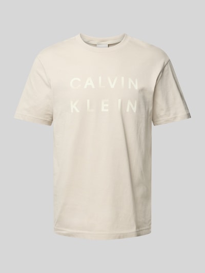 CK Calvin Klein T-Shirt mit Label-Print Beige 2