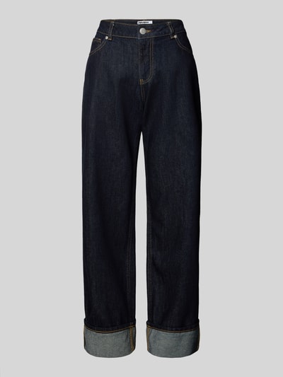 Review Jeansy z prostą nogawką i 5 kieszeniami Ciemnoniebieski 2