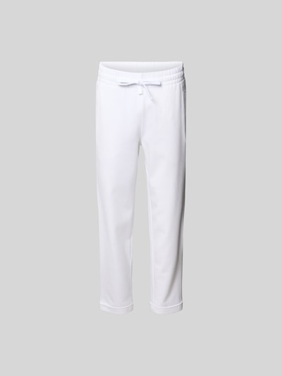 Produktfoto, Sweatpants aus Baumwoll-Mix von Juvia in Weiß mit elastischem Bund, Tunnelzug, Eingrifftaschen und schmal zulaufendem Bein.