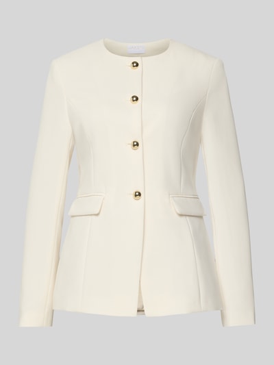 Produktfoto, Blazer mit Schmuckknöpfen von Jake*s Collection in Creme, Material-Mix mit Viskose-Anteil, Regular-Fit, Rundhalsausschnitt, Pattentaschen