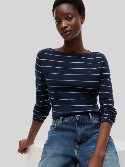 Tommy Hilfiger Sweter o kroju regular fit z mieszanki bawełny Granatowy 3