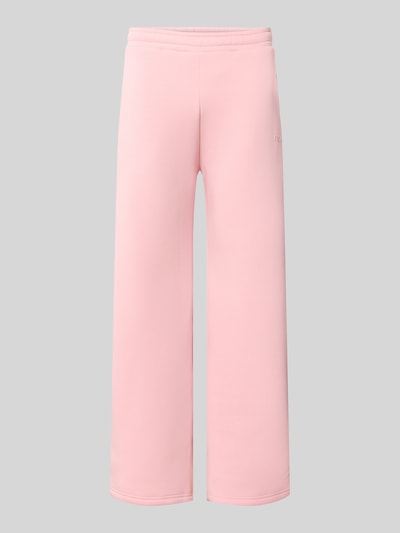 Produktfoto, Straight Fit Sweatpants Baumwoll-Mix von REVIEW in Hellrosa mit elastischem Bund, Gesäßtasche, Label-Print, glatte Textur