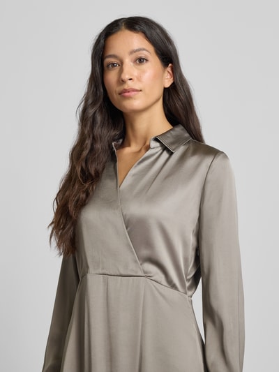 Marc Cain Midikleid aus Viskose-Mix mit V-Ausschnitt Taupe 3