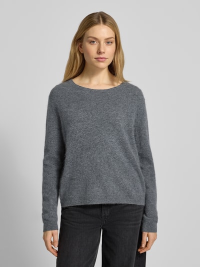 comma Strickpullover aus Wolle mit Rundhalsausschnitt Mittelgrau 4